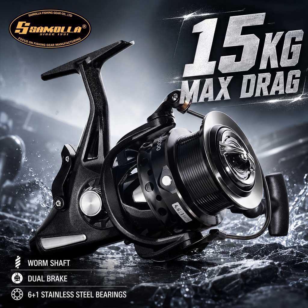 Outdoor Power Reel - SAMOLLA Dual Brake Spinning Reel with