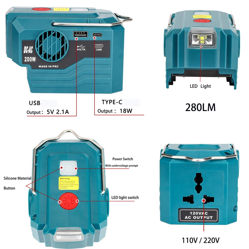 200W Portable Power Inverter F - огляд і ціна Outdoor Power Adapter Usb C