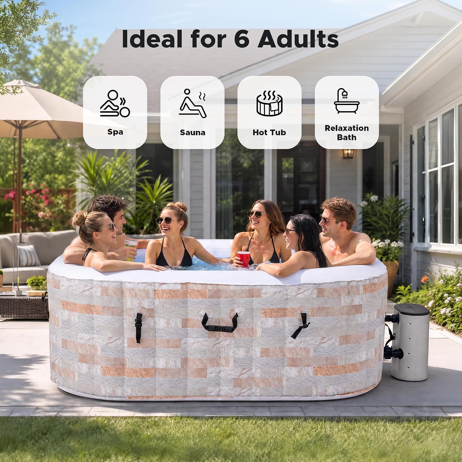 6.5ft Inflatable Hot Tub, 6-Pe - огляд і ціна Outdoor Power For Hot Tub