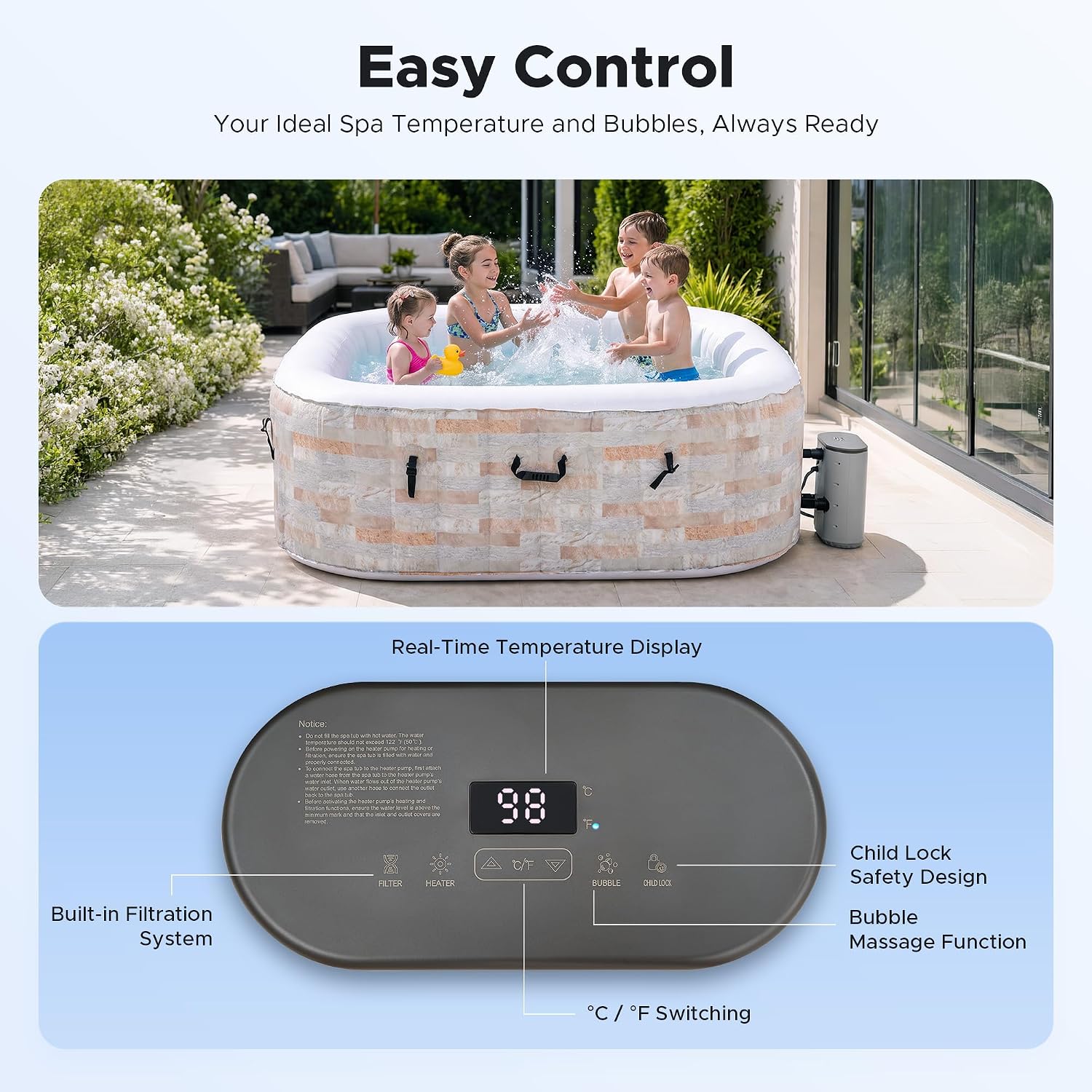 6.5ft Inflatable Hot Tub, 6-Pe - огляд і ціна Outdoor Power For Hot Tub