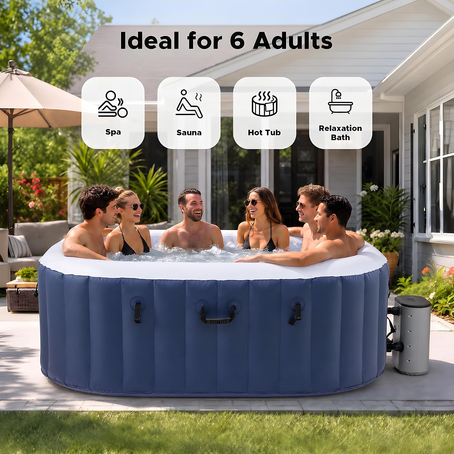 6.5ft Inflatable Hot Tub, 6-Pe - огляд і ціна Outdoor Power For Hot Tub