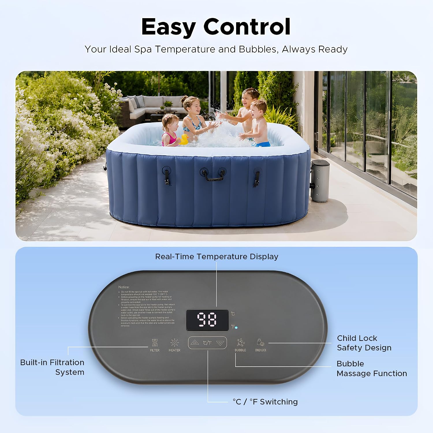 6.5ft Inflatable Hot Tub, 6-Pe - огляд і ціна Outdoor Power For Hot Tub