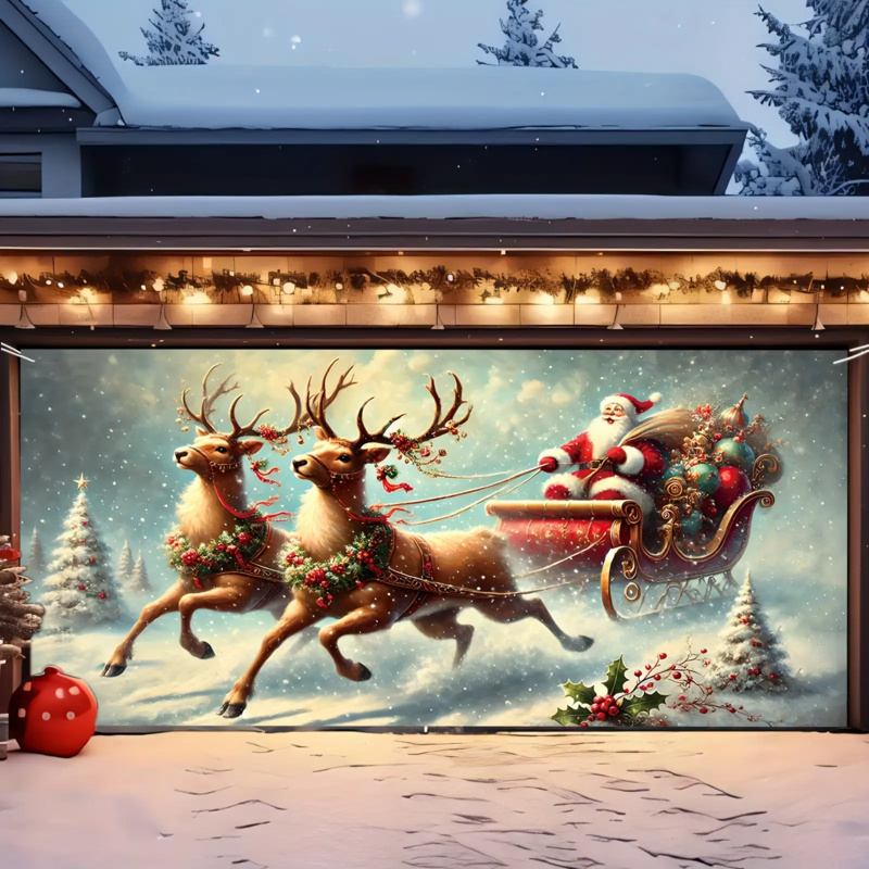 1pc 2D flat, festive Santa Cla - огляд і ціна Outdoor Power Garage