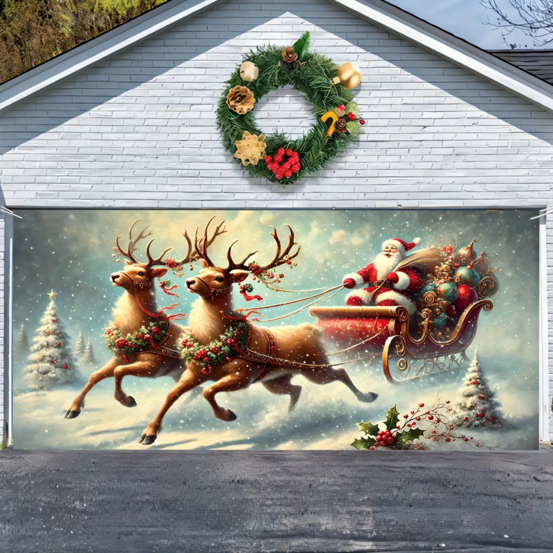 1pc 2D flat, festive Santa Cla - огляд і ціна Outdoor Power Garage