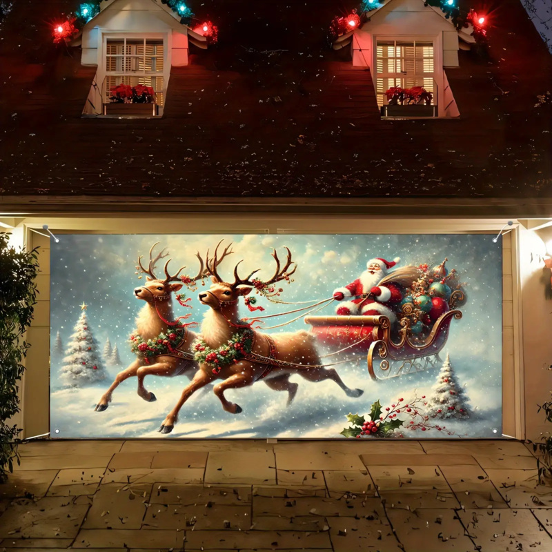 1pc 2D flat, festive Santa Cla - огляд і ціна Outdoor Power Garage
