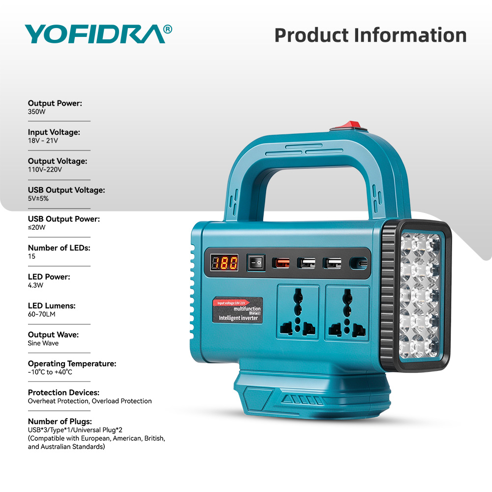 YOFIDRA 220V Portable Power In - огляд і ціна Outdoor Power Adapter Usb C
