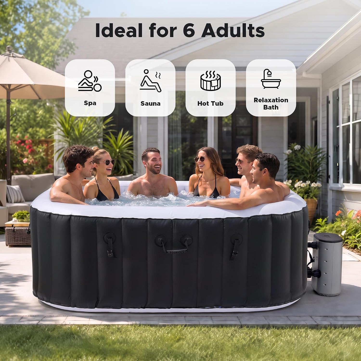 6.5ft Inflatable Hot Tub, 6-Pe - огляд і ціна Outdoor Power For Hot Tub