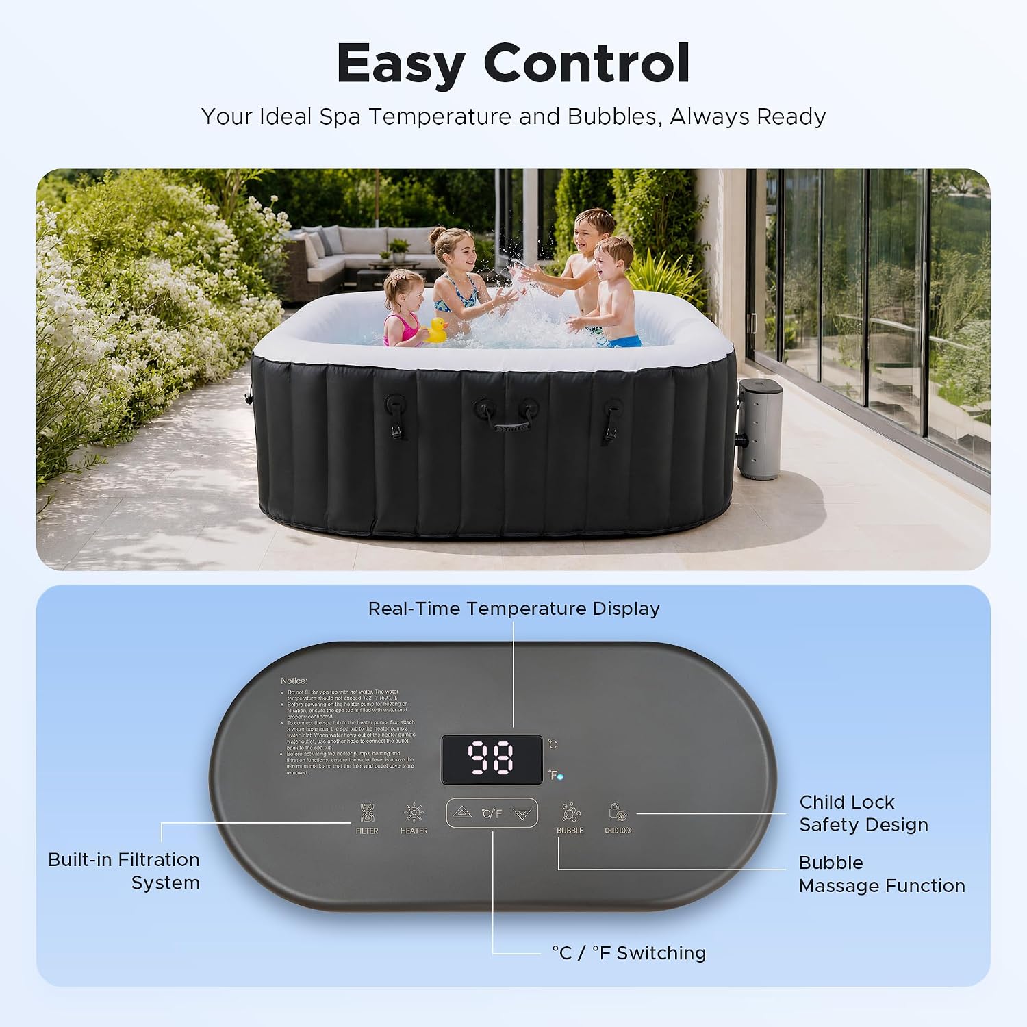 6.5ft Inflatable Hot Tub, 6-Pe - огляд і ціна Outdoor Power For Hot Tub